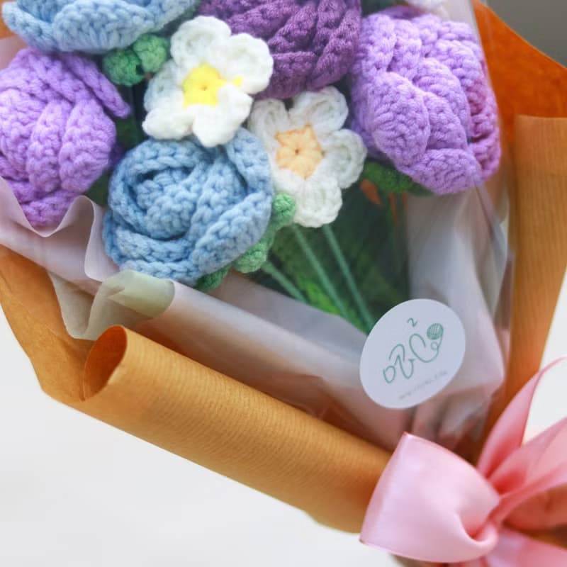 薔薇玫瑰鉤織永生花束 - 中束