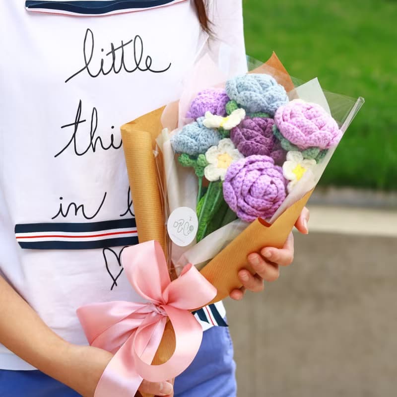 薔薇玫瑰鉤織永生花束 - 中束