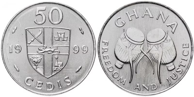 Ghana Coin Ring 50 cedis 1995-1999 coin rings for men coin rings for women