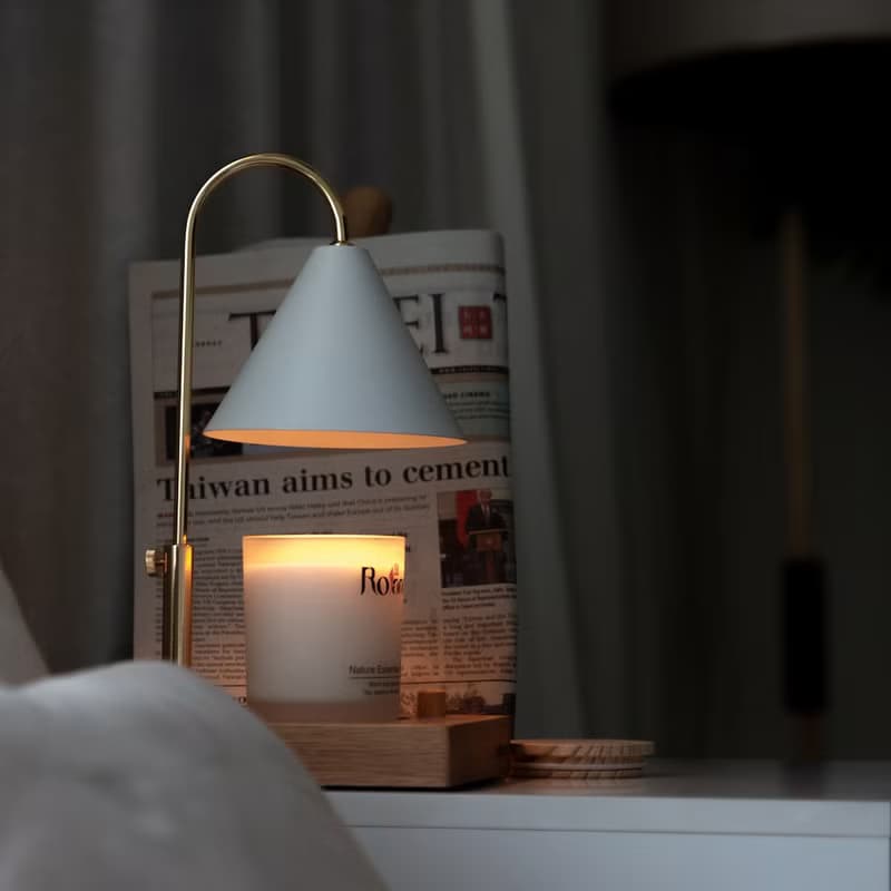 實木定時融蠟燈-簡約白