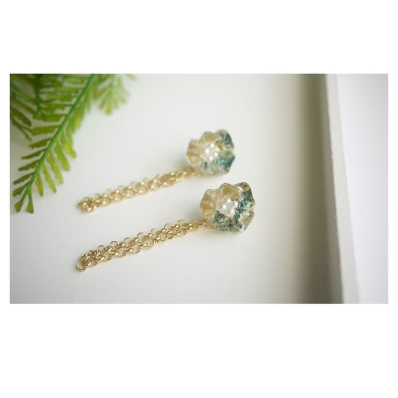 花朵流蘇耳飾 | 穿式 | pierced | 真花樹脂耳環