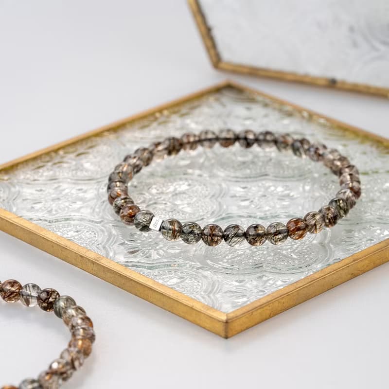 冰透黑金超 | 天然能量手串 | 4.5-5.5mm D11209