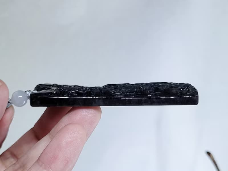 【純翠】天然翡翠 冰透黑烏雞雙拋美八駿圖項鍊 送禮首選