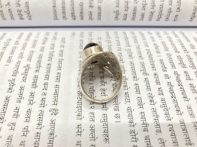 天然 黑曜石 戒指 尼泊爾製 925純銀 手工製