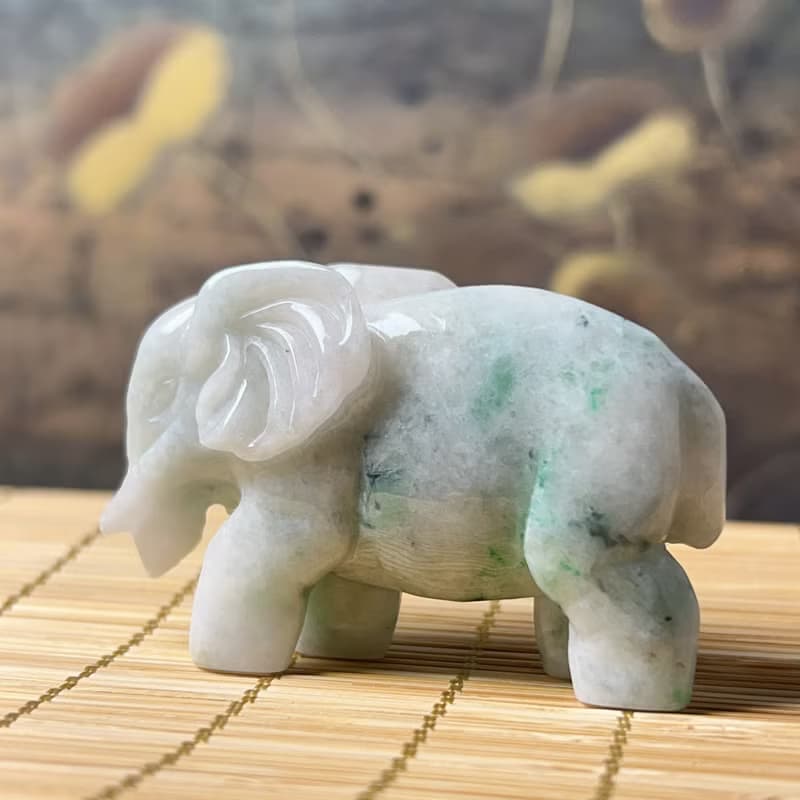 【吉象如意】飄綠花翡翠大象擺飾 | 天然緬甸玉A貨翡翠 | 送禮