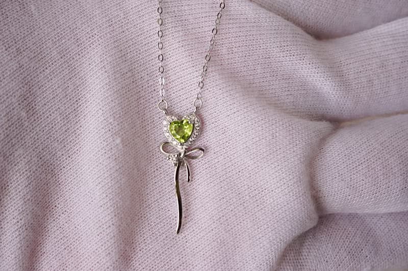 Natural Peridot Necklace Sterling silver 925.