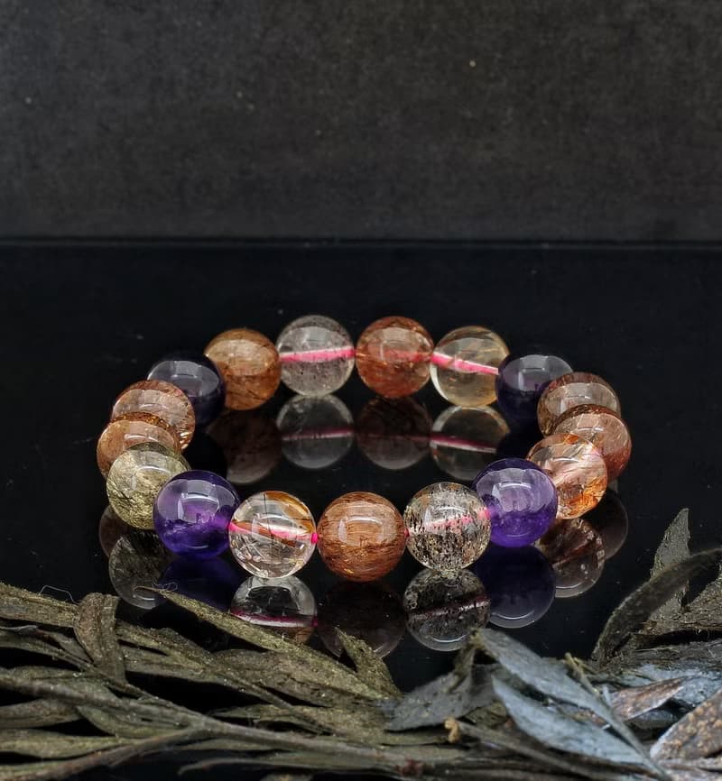 黑加侖超七 12mm 手鍊 ( Blackcurrant Super 7 12mm Bracelet )