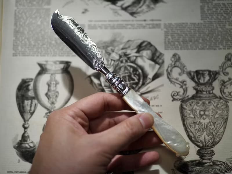 英國純銀貝母抹刀