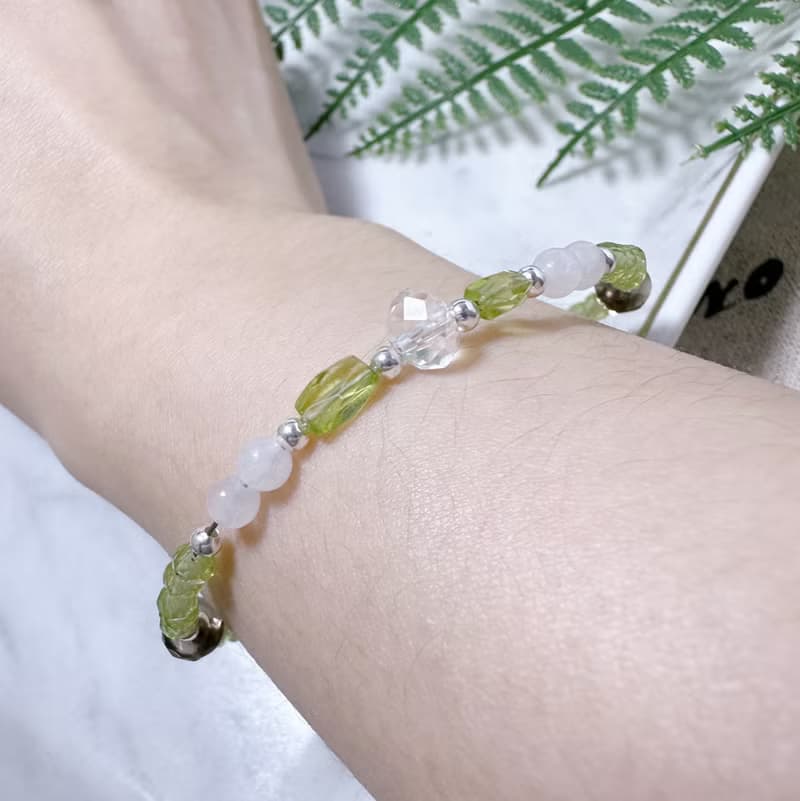 MH純銀天然石手鍊系列_默契_橄欖石