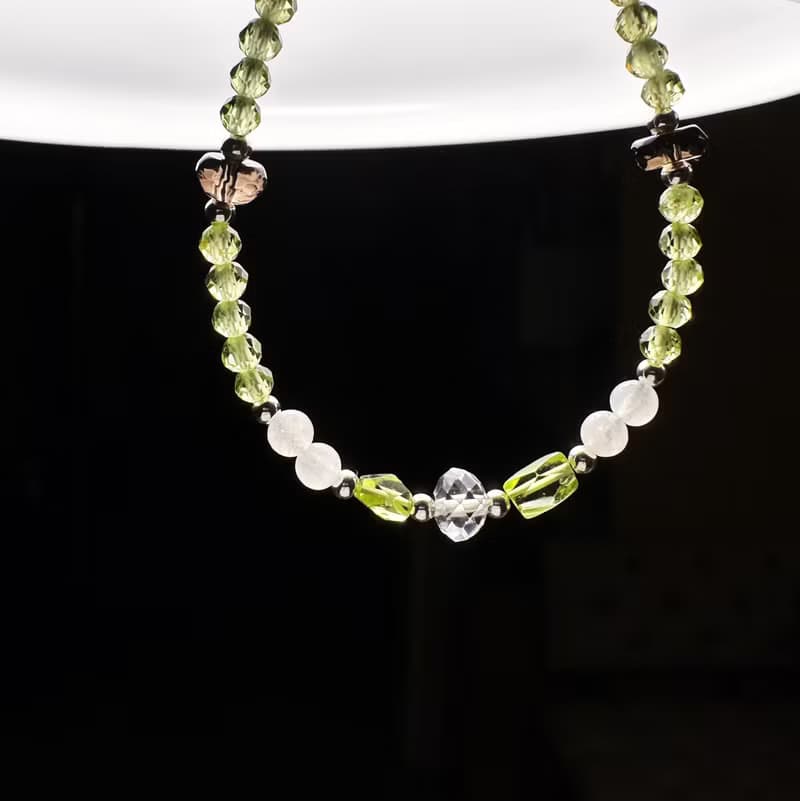 MH純銀天然石手鍊系列_默契_橄欖石