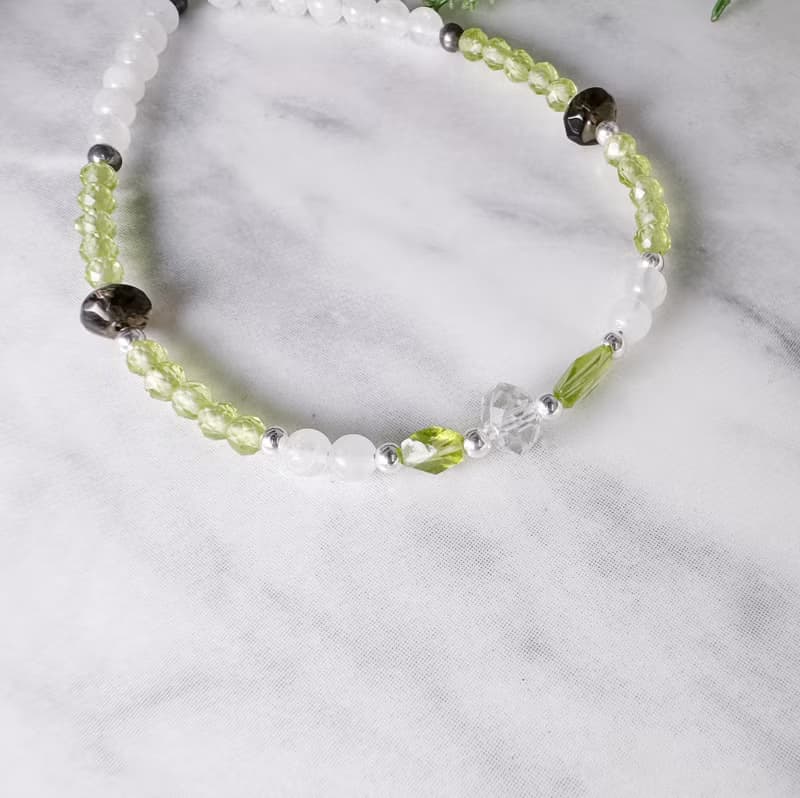 MH純銀天然石手鍊系列_默契_橄欖石