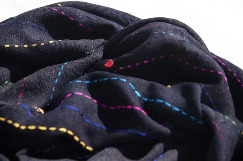 手工縫純棉絲巾/純棉刺繡圍巾/印度有機棉刺繡絲巾-沙漠鏡子刺繡