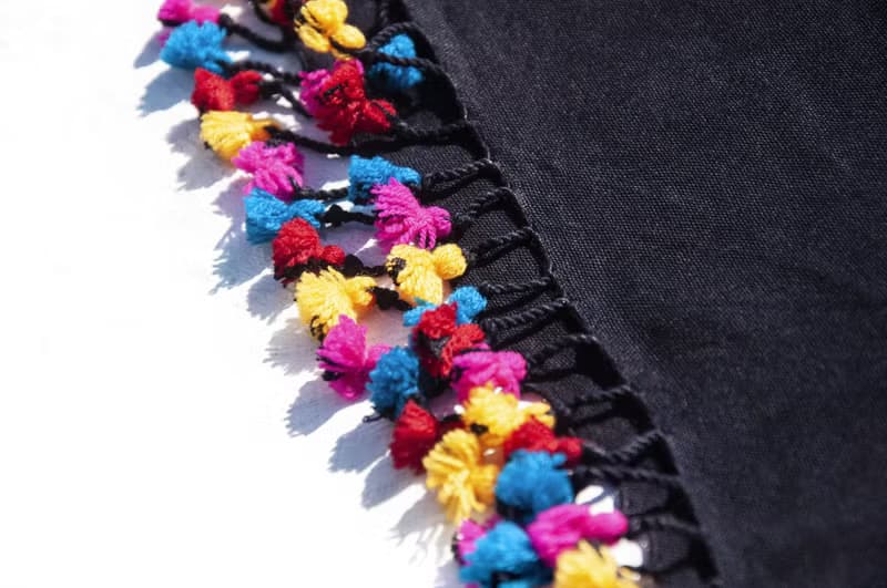 手工縫純棉絲巾/純棉刺繡圍巾/印度有機棉刺繡絲巾-沙漠鏡子刺繡