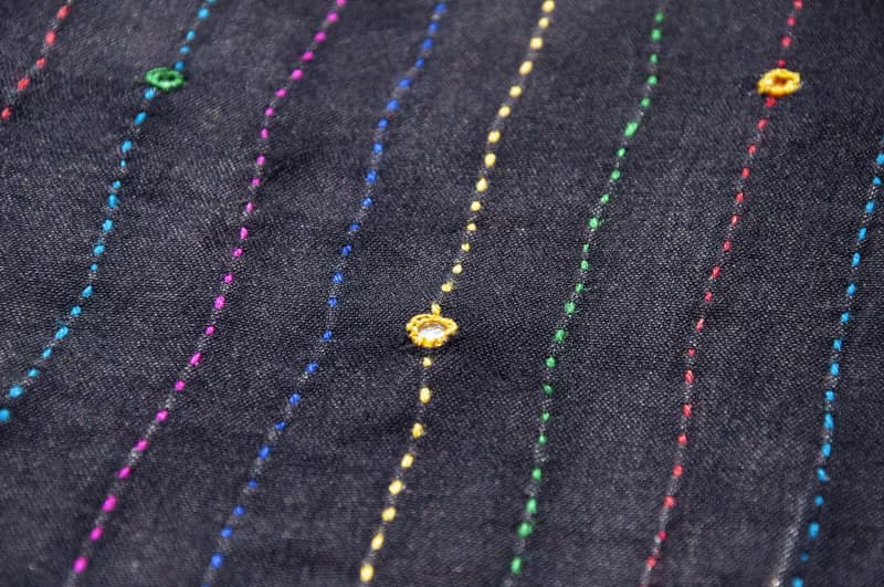 手工縫純棉絲巾/純棉刺繡圍巾/印度有機棉刺繡絲巾-沙漠鏡子刺繡