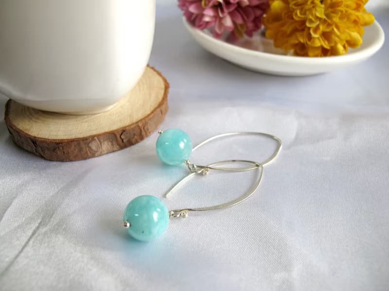 天河石  925純銀飾【天然藍呆萌】天然石耳環系列