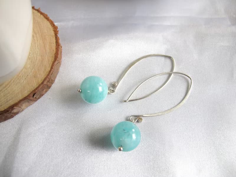 天河石  925純銀飾【天然藍呆萌】天然石耳環系列