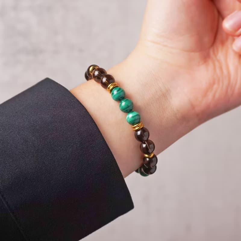 玄武的壁壘 // 孔雀石茶晶 手鍊 // 療癒創傷 排空負能量