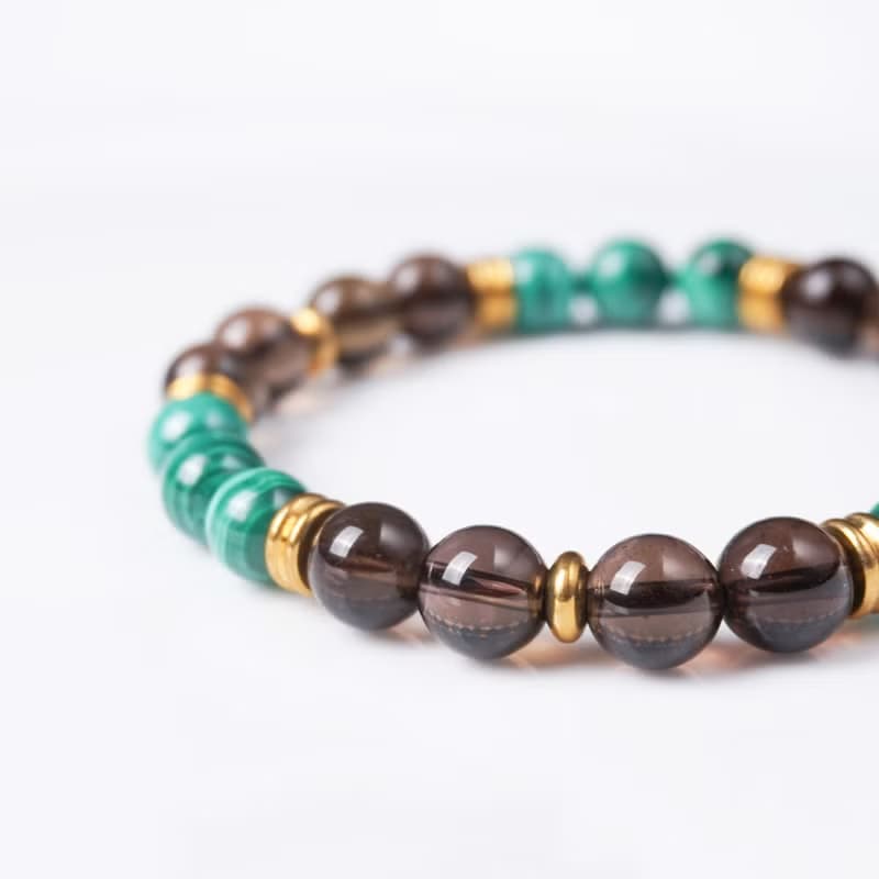 玄武的壁壘 // 孔雀石茶晶 手鍊 // 療癒創傷 排空負能量