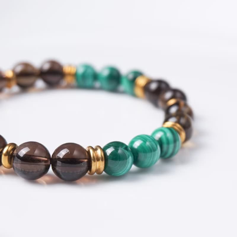 玄武的壁壘 // 孔雀石茶晶 手鍊 // 療癒創傷 排空負能量