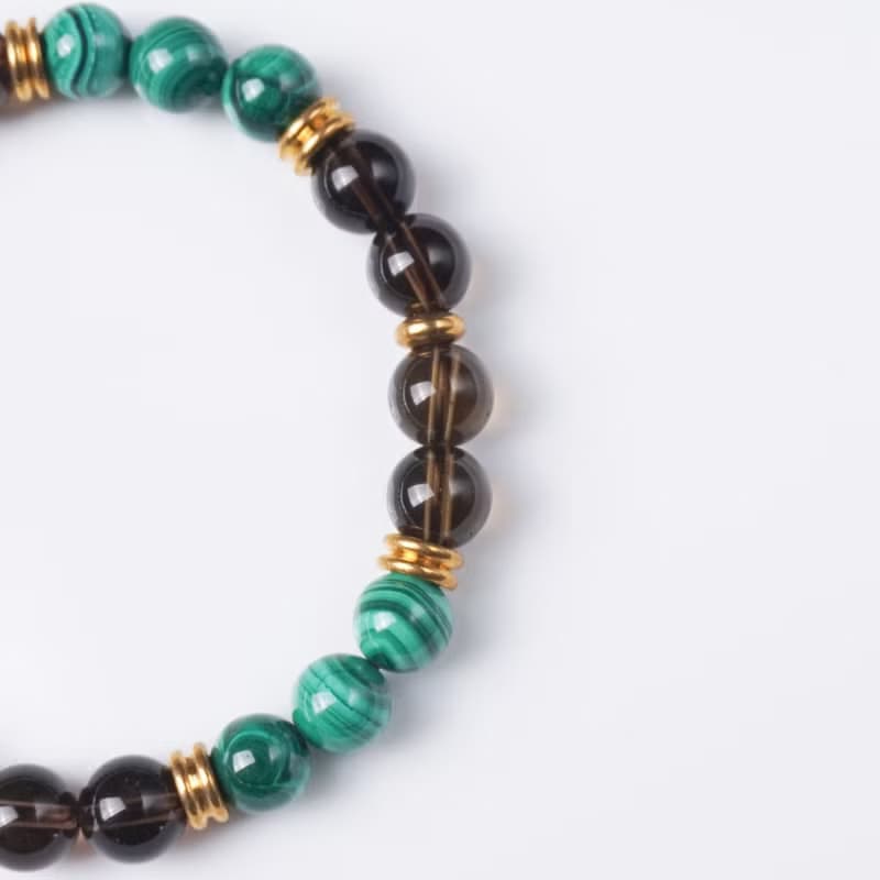 玄武的壁壘 // 孔雀石茶晶 手鍊 // 療癒創傷 排空負能量