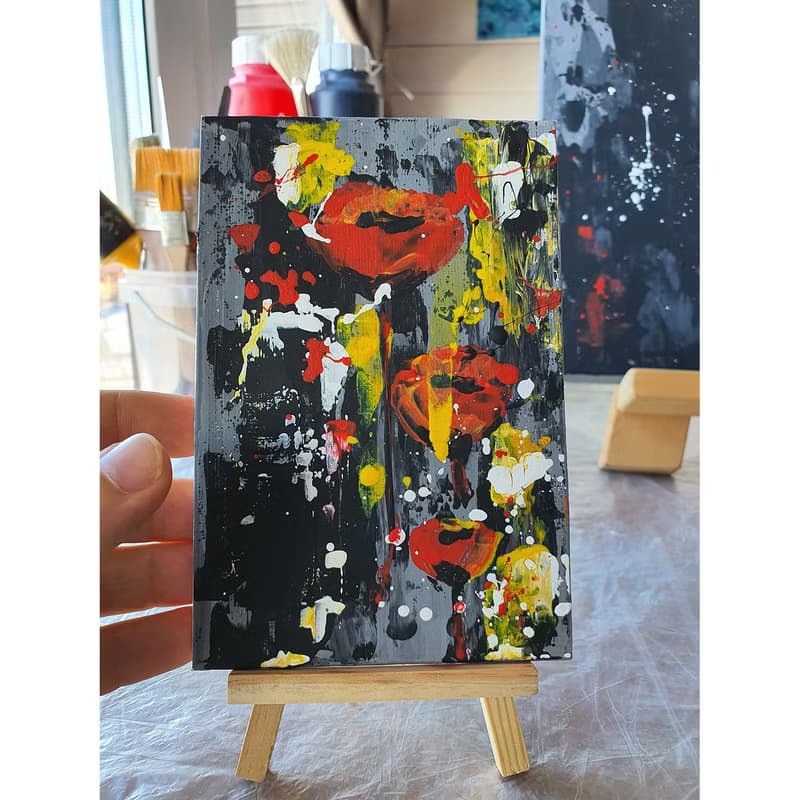 Poppy Painting Floral Original Artwork California Poppies Wall Art Bouquet Art