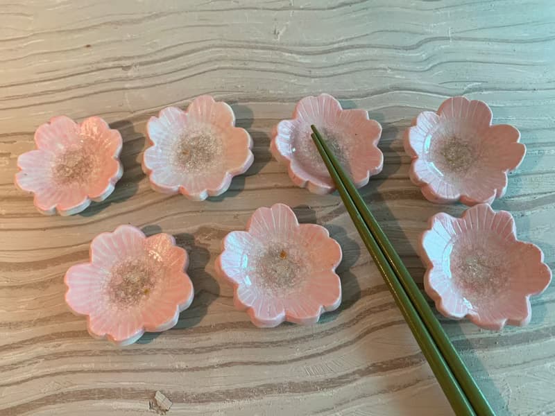 冰裂粉櫻朵朵開筷子架(售完再製款)_陶器筷架