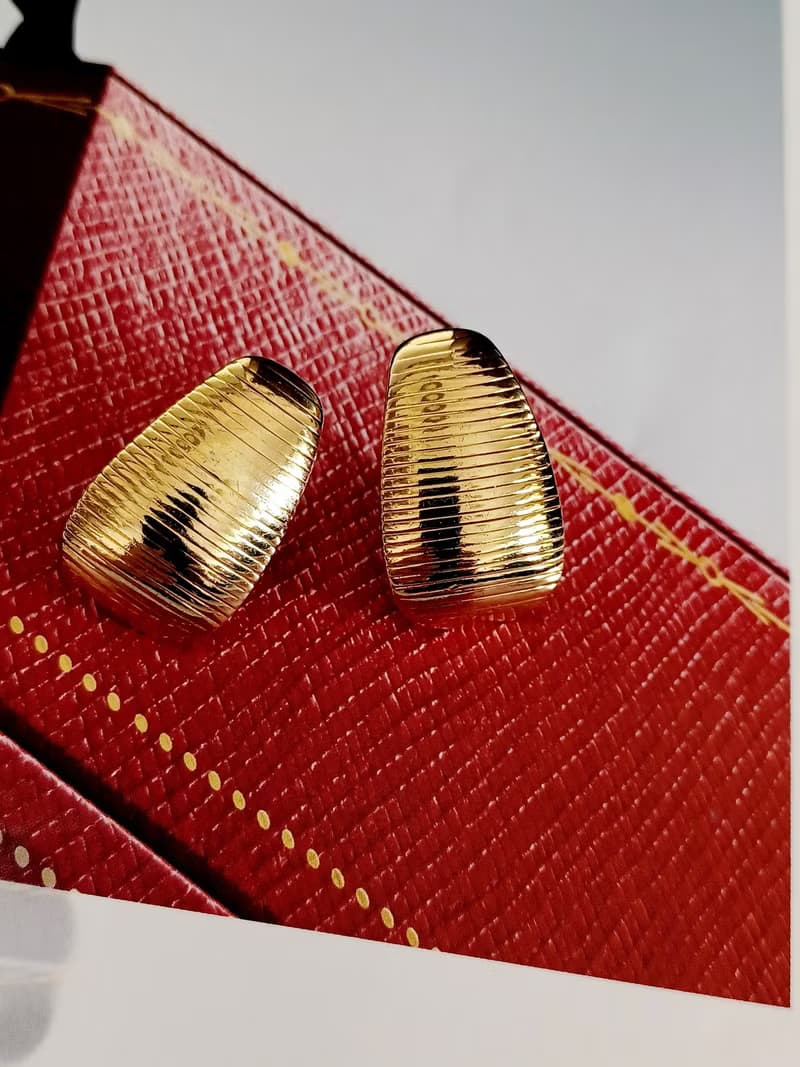 vintage jewelry  AVON 典雅金色橫紋夾式耳環