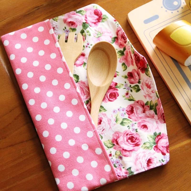 文青風環保筷袋 ~傾訴花情 粉 收納包.環保筷袋.手作餐具袋