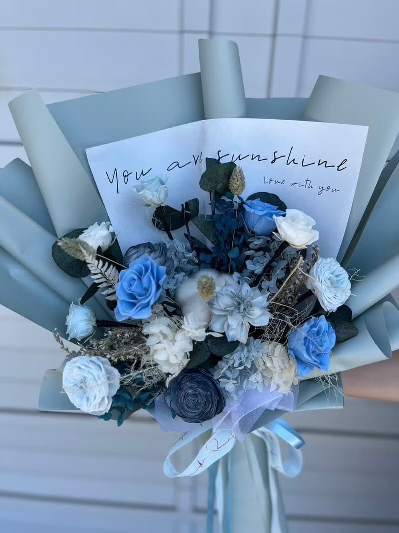 【竒花】蘇打汽水中大型乾燥永生花束 畢業 生日禮物 情人節