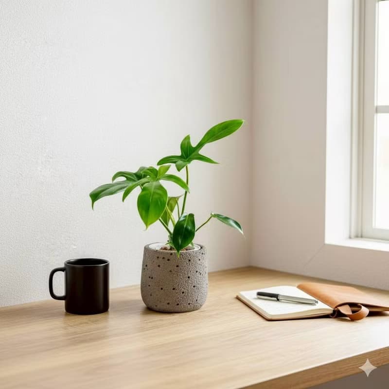 龍爪蔓綠絨懶人盆栽加圓點灰小水泥盆 套盆 開幕盆栽推薦