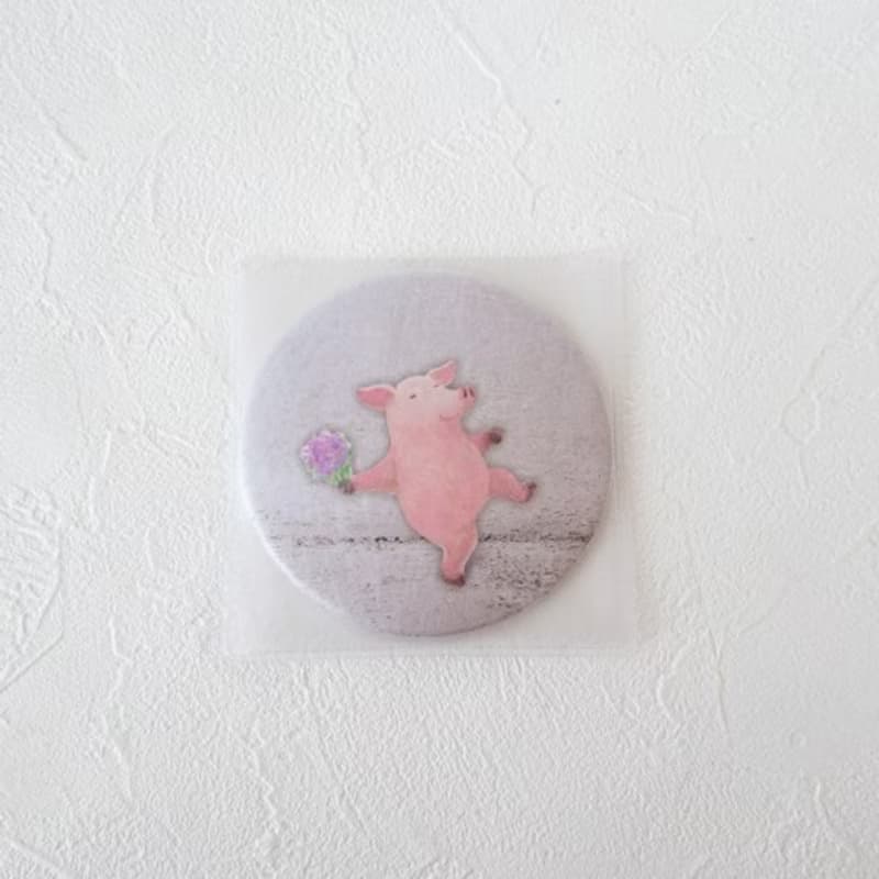 ハンドミラー (子豚と花束・76ミリサイズ)