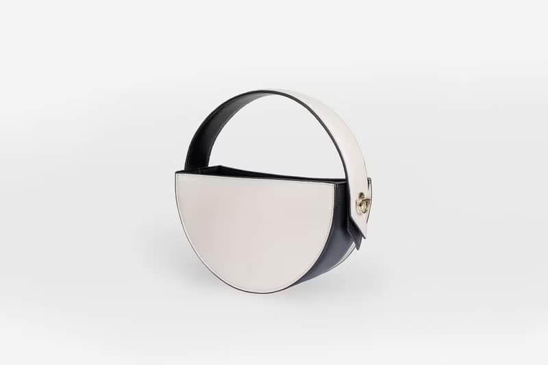 The ONE Bag 素皮革圓包 手拿包 斜背包 側背包 黑色x米白色