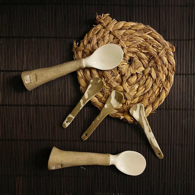 手捏絞胎陶瓷餐具系列 - 斑紋湯匙