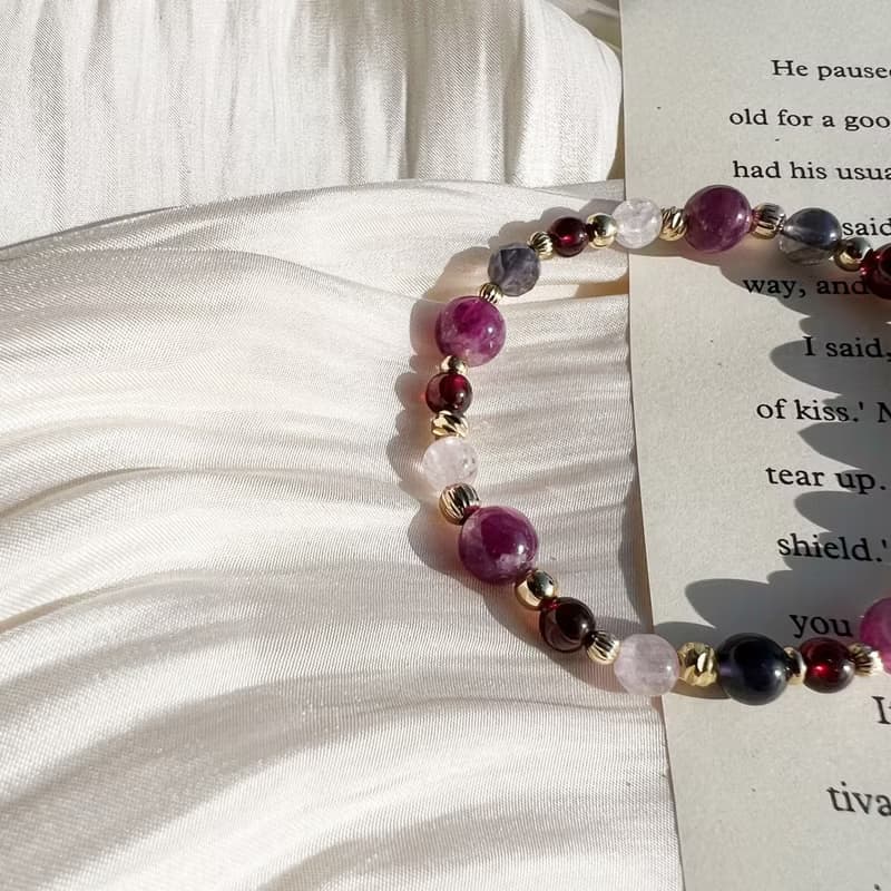 用生命影響生命//紫祖母晶 堇青石 紫牙烏 拉絲紫鋰輝石 手鍊