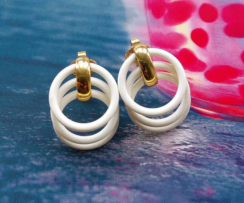 Vintage Jewelry 西洋古董飾品 TRIFARI 知性小環圈 夾式耳環