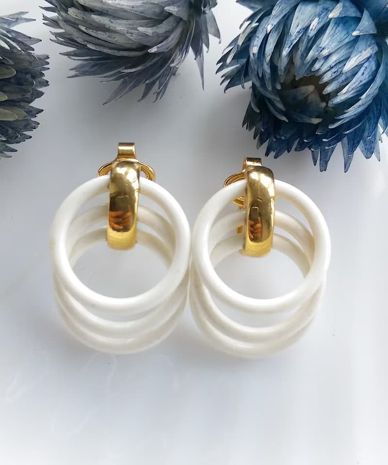 Vintage Jewelry 西洋古董飾品 TRIFARI 知性小環圈 夾式耳環