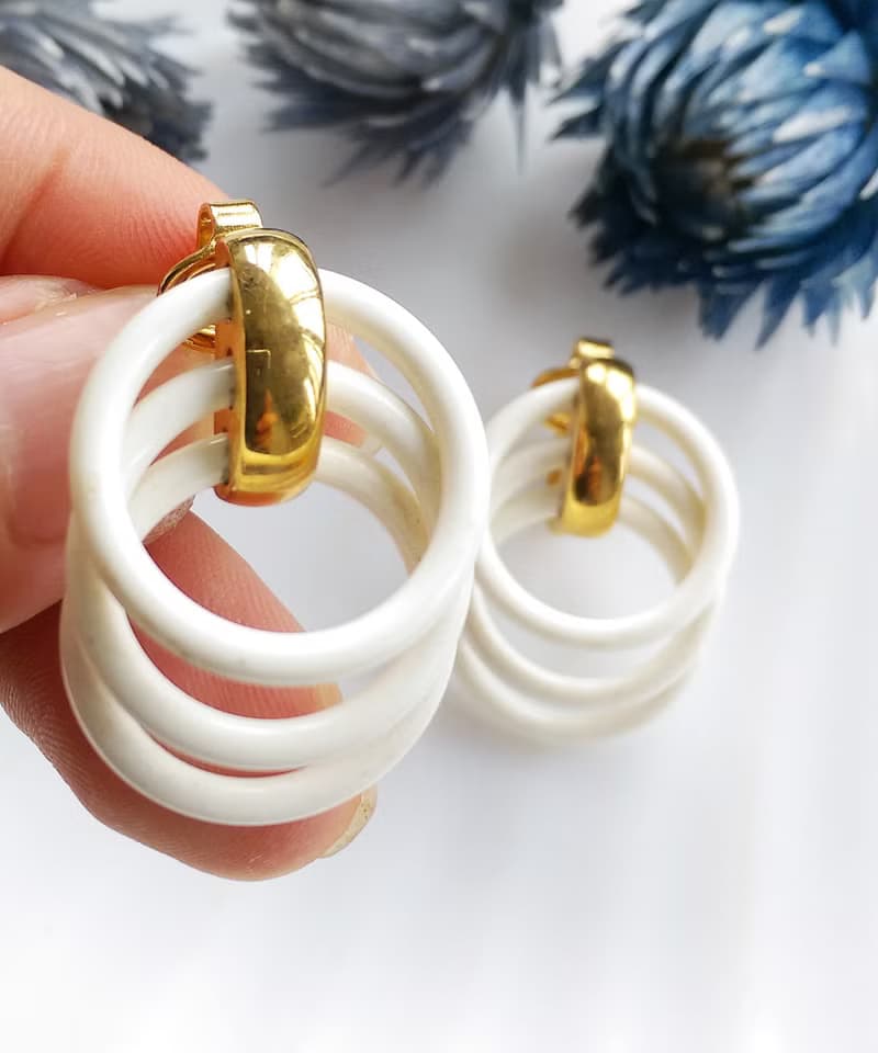 Vintage Jewelry 西洋古董飾品 TRIFARI 知性小環圈 夾式耳環