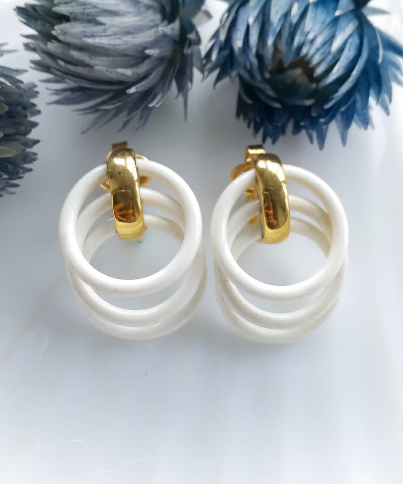 Vintage Jewelry 西洋古董飾品 TRIFARI 知性小環圈 夾式耳環