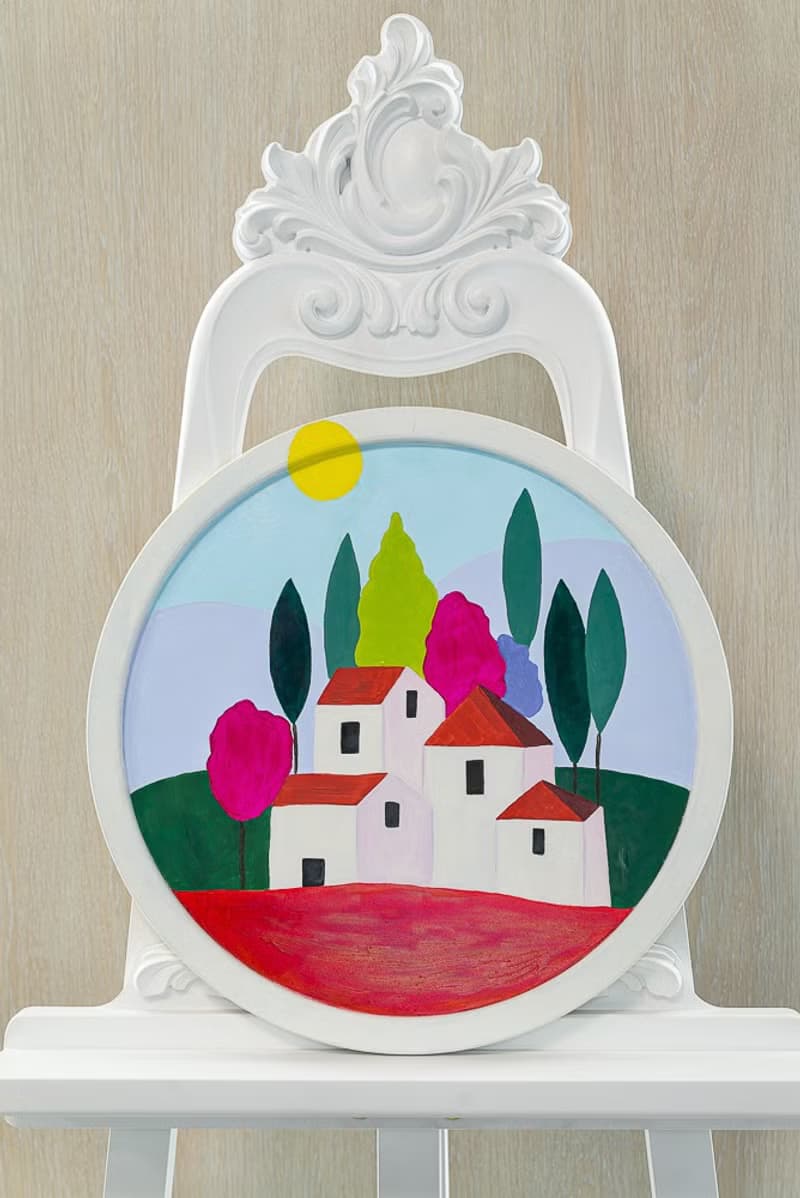 Italian stained house painting, wall panels, for home decor and gifts