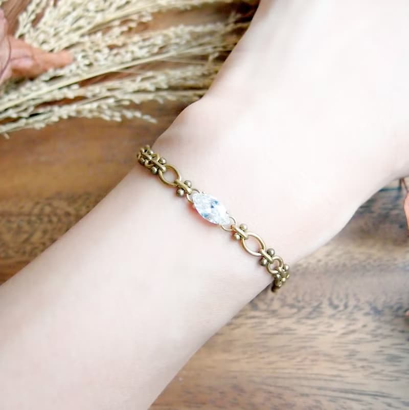 VIIART。海王星。鋯石黃銅手鍊。IG風日常百搭
