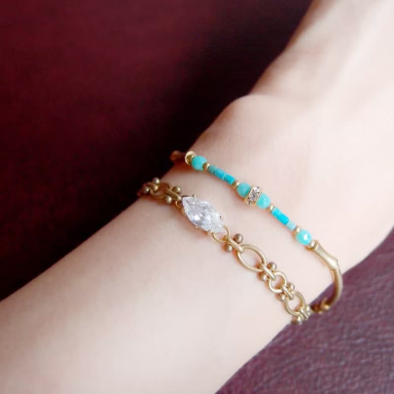 VIIART。海王星。鋯石黃銅手鍊。IG風日常百搭