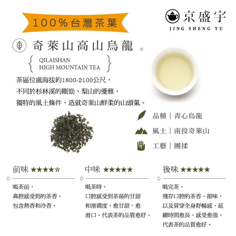 京盛宇【茶葉】奇萊山高山烏龍100g-經典鐵罐
