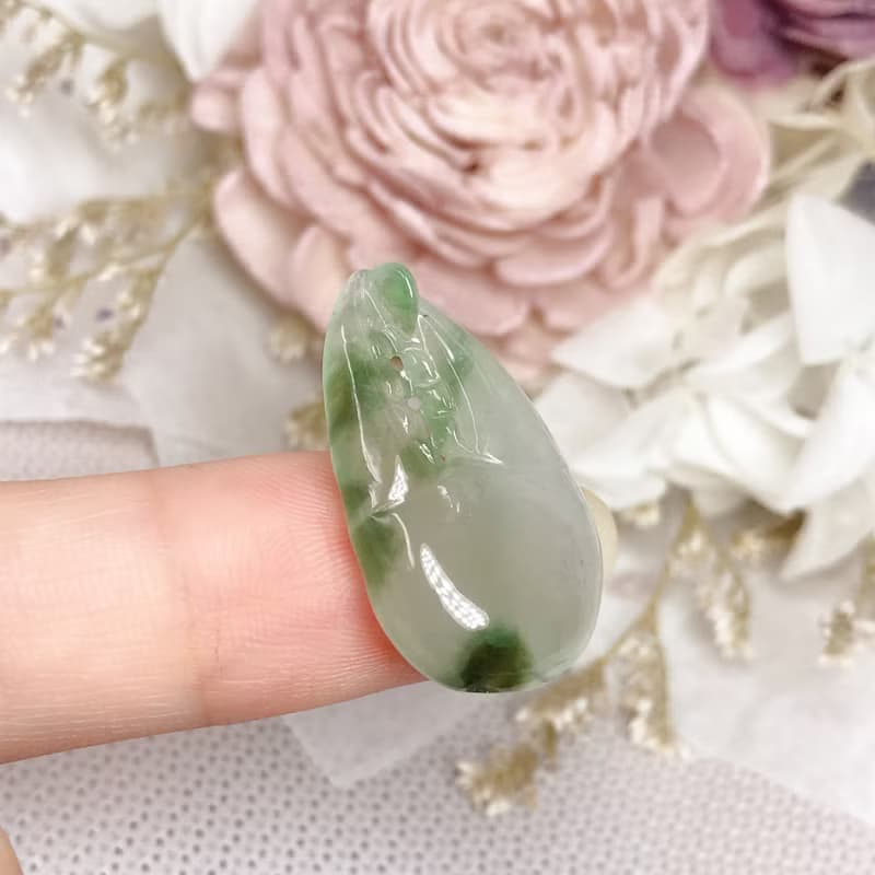 冰種飄花翡翠巧雕蟹鉗(有鉗) | 天然緬甸A貨翡翠 | 送禮