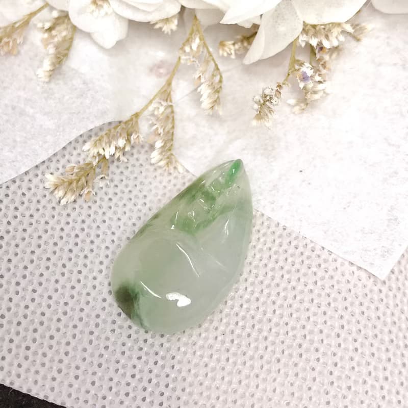 冰種飄花翡翠巧雕蟹鉗(有鉗) | 天然緬甸A貨翡翠 | 送禮
