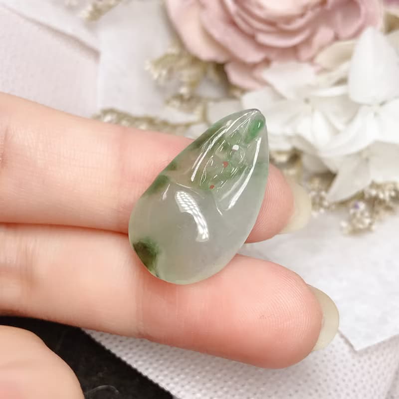 冰種飄花翡翠巧雕蟹鉗(有鉗) | 天然緬甸A貨翡翠 | 送禮