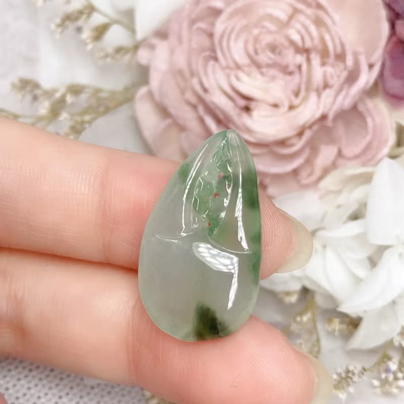 冰種飄花翡翠巧雕蟹鉗(有鉗) | 天然緬甸A貨翡翠 | 送禮