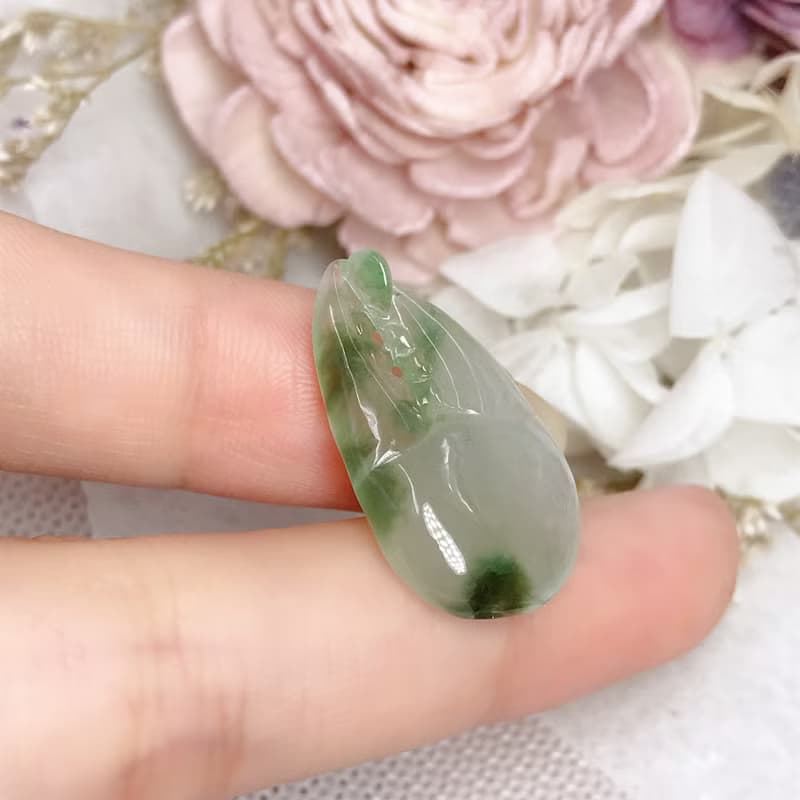 冰種飄花翡翠巧雕蟹鉗(有鉗) | 天然緬甸A貨翡翠 | 送禮