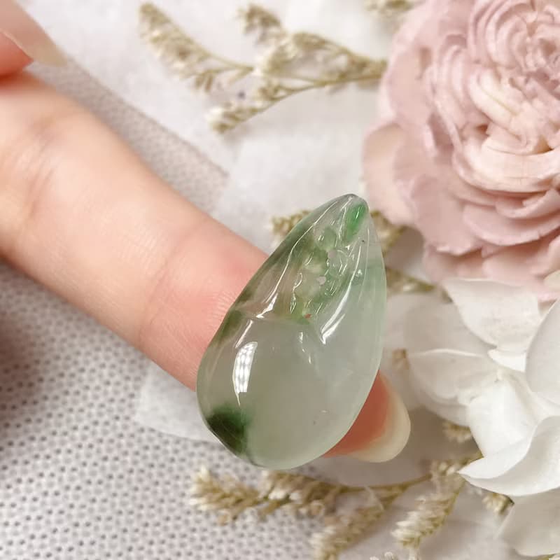 冰種飄花翡翠巧雕蟹鉗(有鉗) | 天然緬甸A貨翡翠 | 送禮