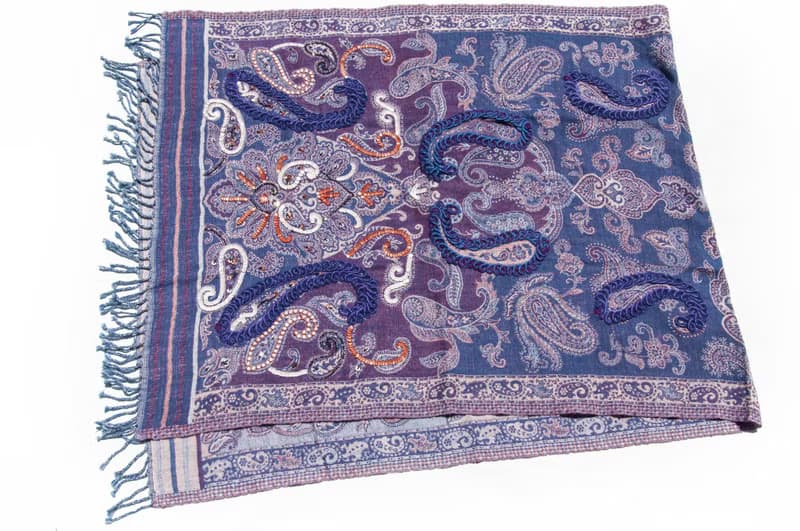 水煮羊毛披肩/針織圍巾/刺繡圍巾/羊絨披巾/喀什米爾Cashmere-花