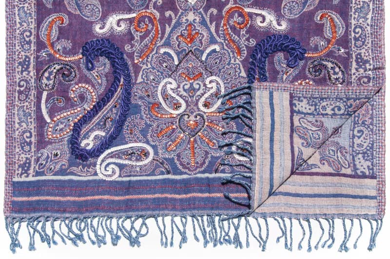 水煮羊毛披肩/針織圍巾/刺繡圍巾/羊絨披巾/喀什米爾Cashmere-花